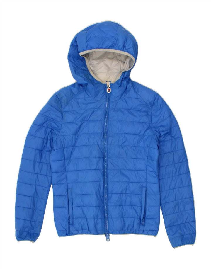 INVICTA Womens Hooded Padded Jacket UK 14 Large Blue Polyamide Vintage Invicta and Second-Hand Invicta from Messina Hembry 