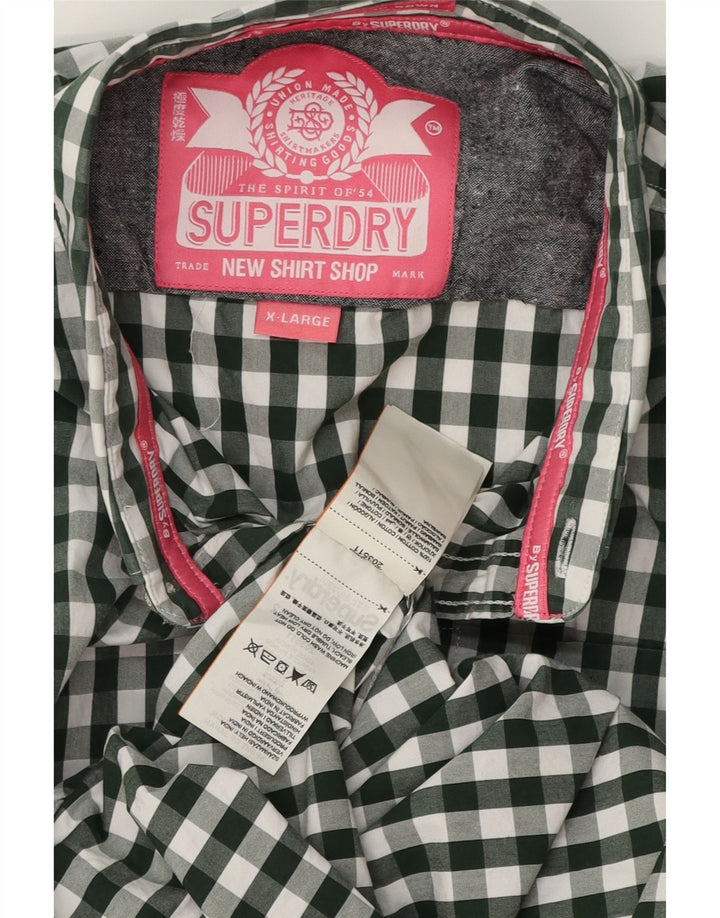 SUPERDRY Koszula męska XL, bawełniana zielona kratka