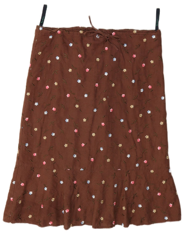 Spódnica damska Boden w kształcie litery A UK 10 Small W34 Brązowa, lniana w cętki