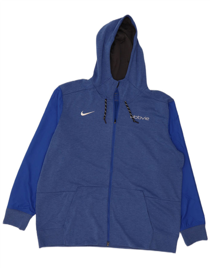 Męski sweter z kapturem i zamkiem błyskawicznym Nike 2XL Niebieski poliester z blokami kolorów