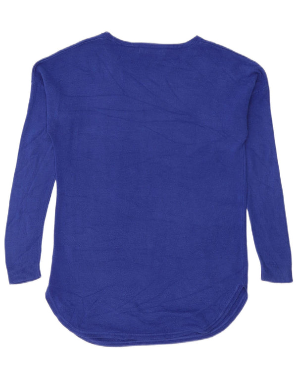 Marks & Spencer Damski sweter z dekoltem w łódkę UK 10 Mały Niebieski Akryl