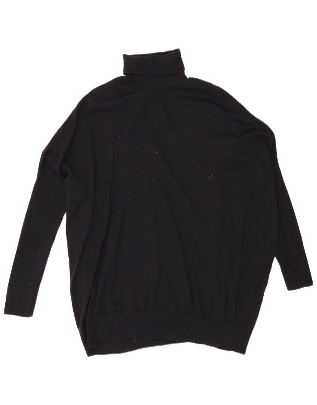 Cos Damski sweter oversize z golfem UK 14, średnia czarna wełna
