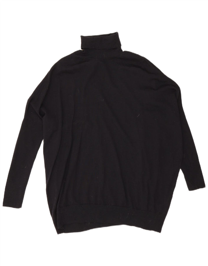 Cos Damski sweter oversize z golfem UK 14, średnia czarna wełna