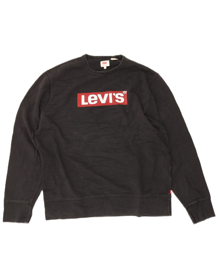 Męski sweter z grafiką LEVI'S XL, czarny, bawełniany