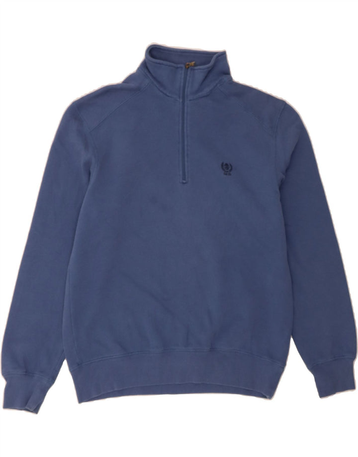 IZOD Mens Zip Neck Sweatshirt Jumper Small Navy Blue Cotton Vintage Izod and Second-Hand Izod from Messina Hembry 