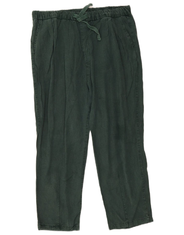 Zara Womens Straight Casual Trousers Large W30 L32 Green Lyocell