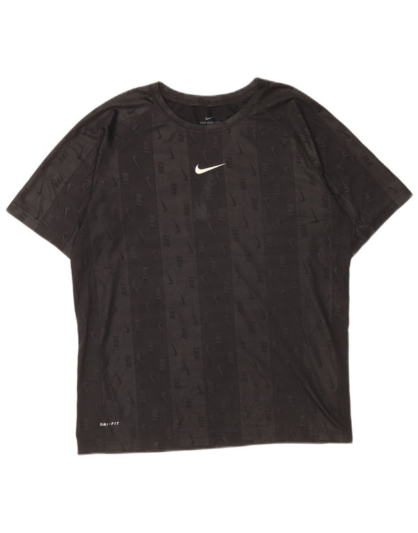 Nike Boys Dri Fit Graphic T-Shirt Top 13-14 Years XL Black Striped