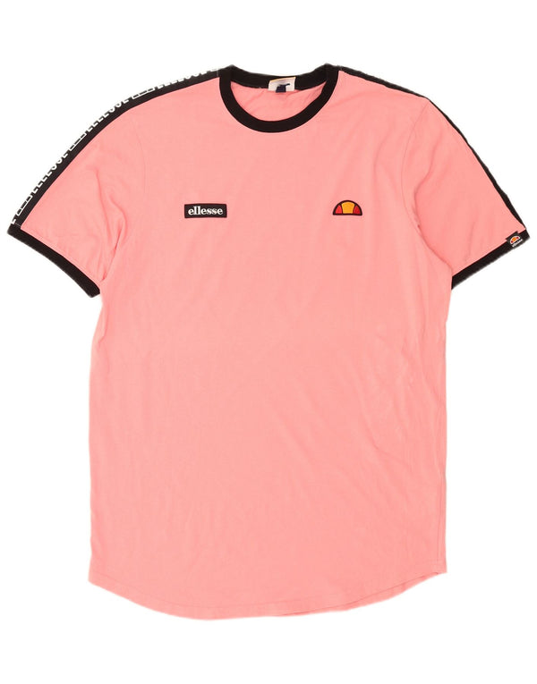 Męski T-shirt z grafiką Ellesse Top 2XL Różowa bawełna z blokami kolorów