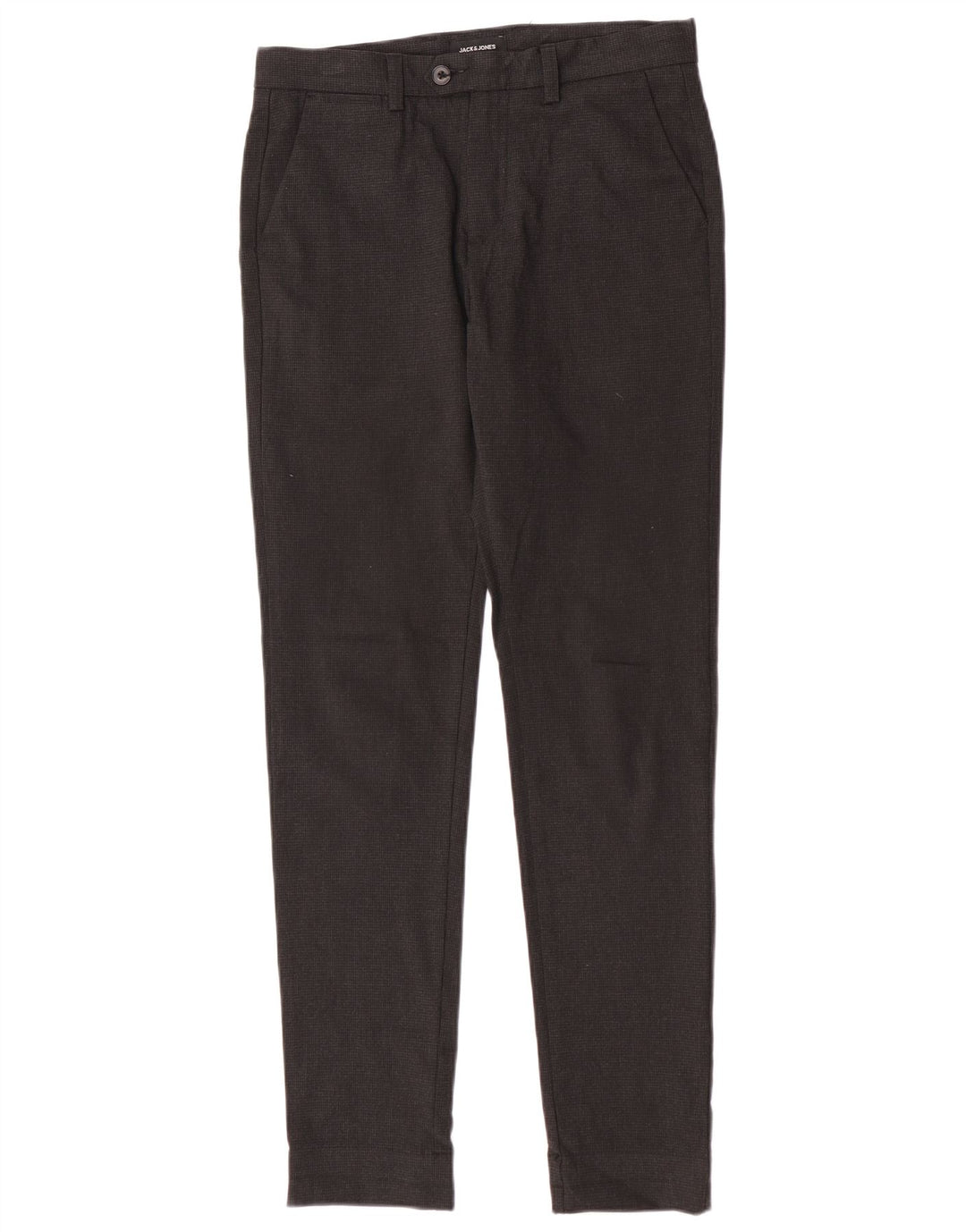 Męskie spodnie garniturowe Jack & Jones W30 L32 Szary poliester w pepitkę
