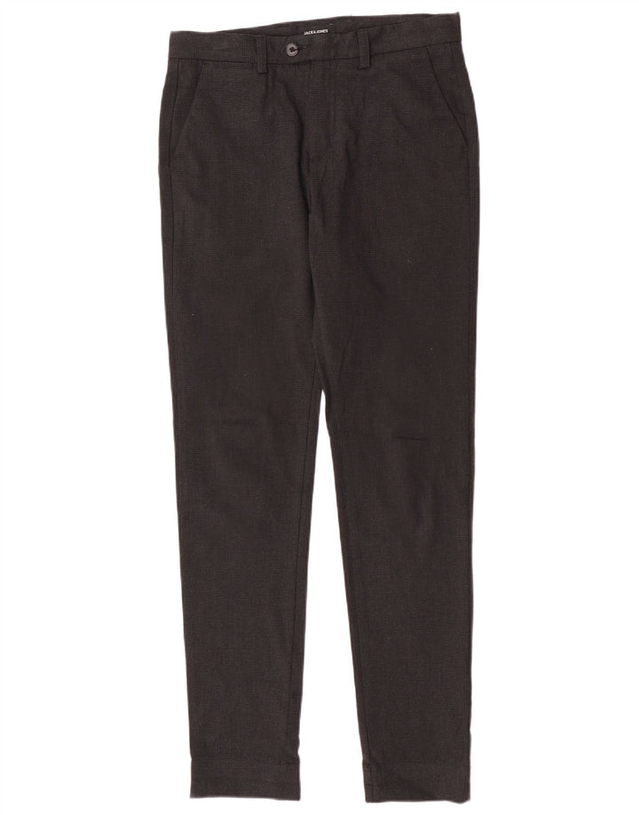 Męskie spodnie garniturowe Jack & Jones W30 L32 Szary poliester w pepitkę