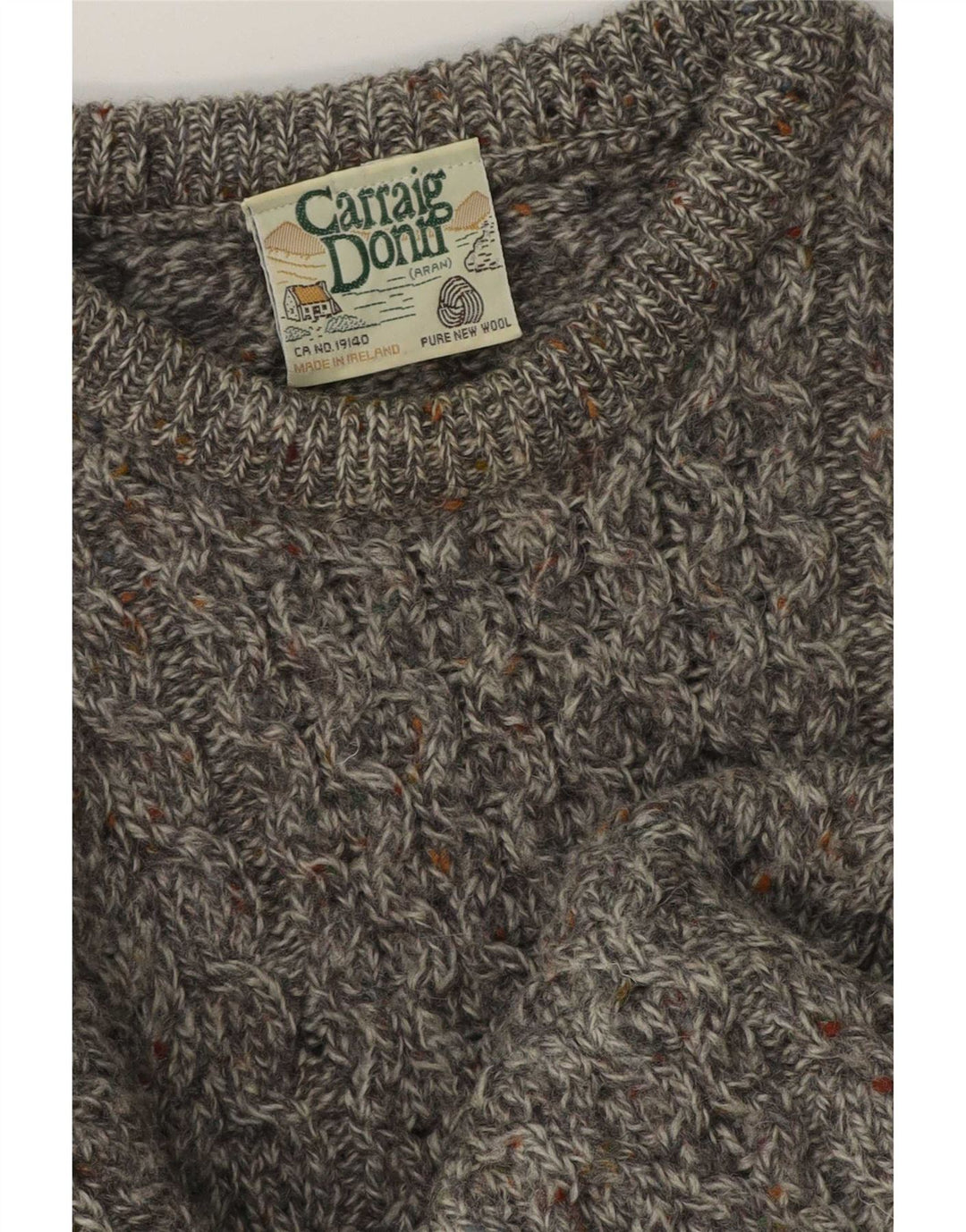 Męski sweter Carraig Donn Średni szary, nowa wełna