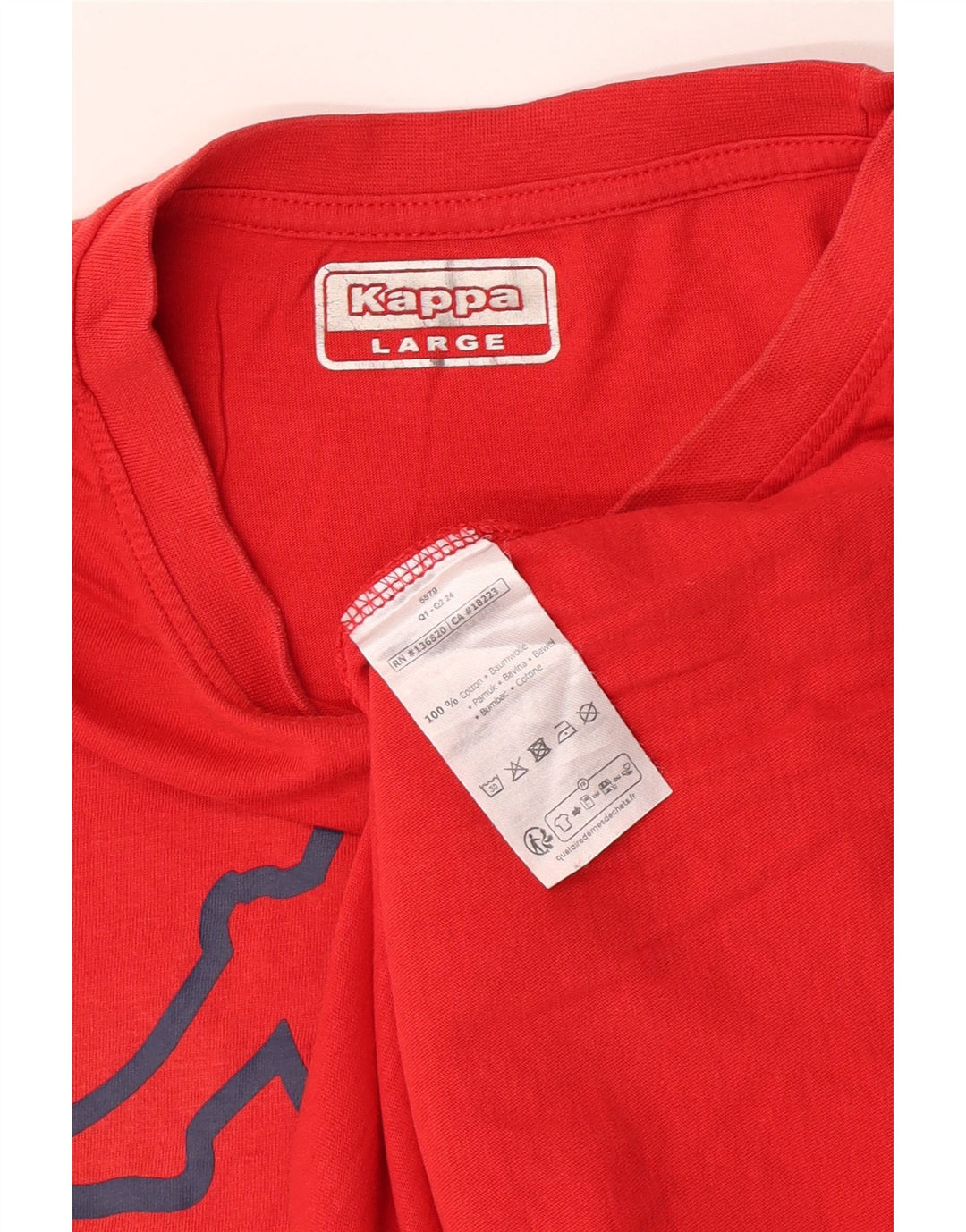Męski T-shirt z grafiką Kappa, duży, czerwony, bawełniany