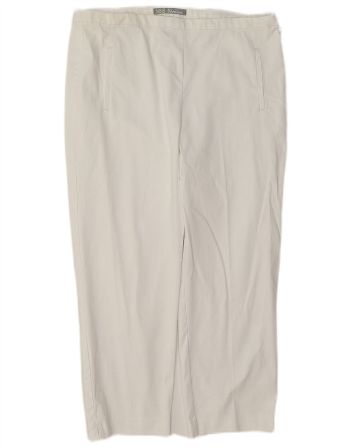 Spodnie damskie Capri Marks & Spencer UK 12 Medium W30 L21 Biała bawełna