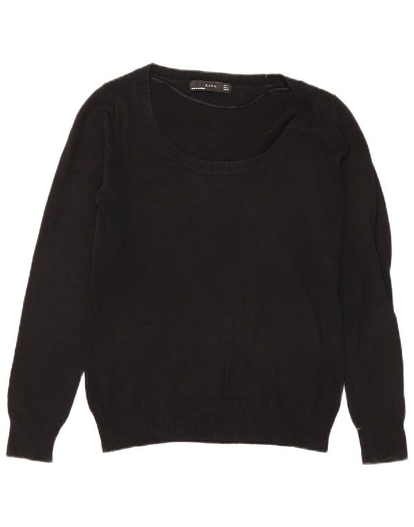 Sweter damski Zara z dekoltem w łódkę UK 14, duży, czarny