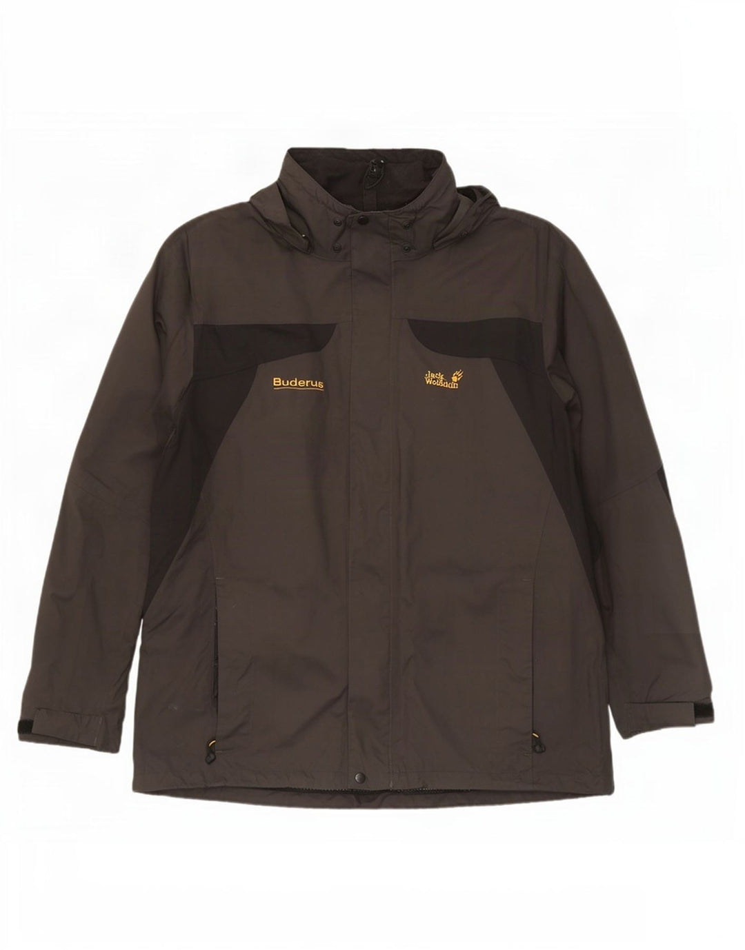 Męska kurtka przeciwdeszczowa Jack Wolfskin UK 50 3XL Khaki z blokami kolorów, poliamid