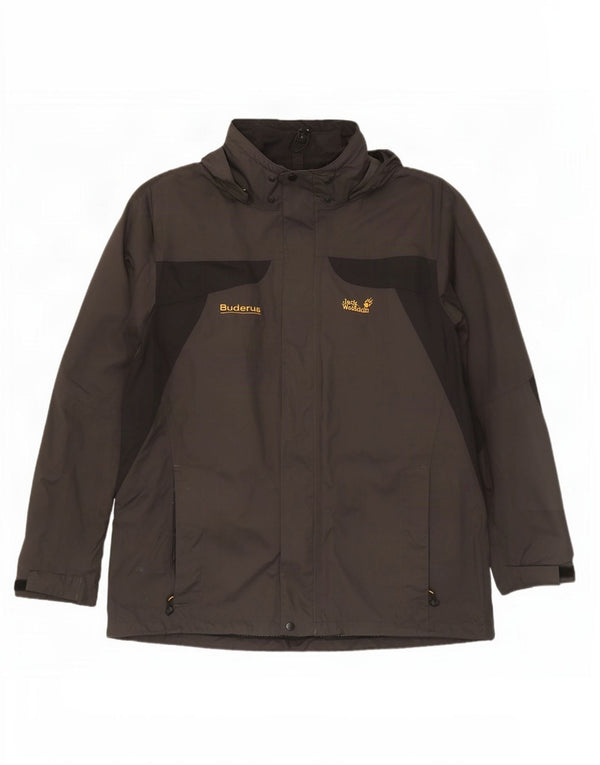 Męska kurtka przeciwdeszczowa Jack Wolfskin UK 50 3XL Khaki z blokami kolorów, poliamid