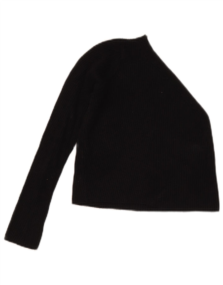 Krótki top damski Zara na jedno ramię UK 8 Small, czarna wiskoza
