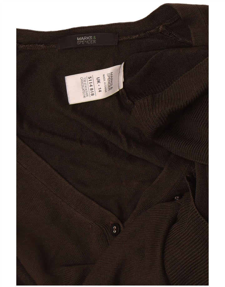 Marks & Spencer Damski sweter kardigan UK 14, duży, khaki, akryl