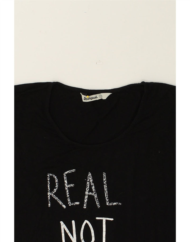 Damska koszulka graficzna DESIGUAL Top UK 10 Small Black