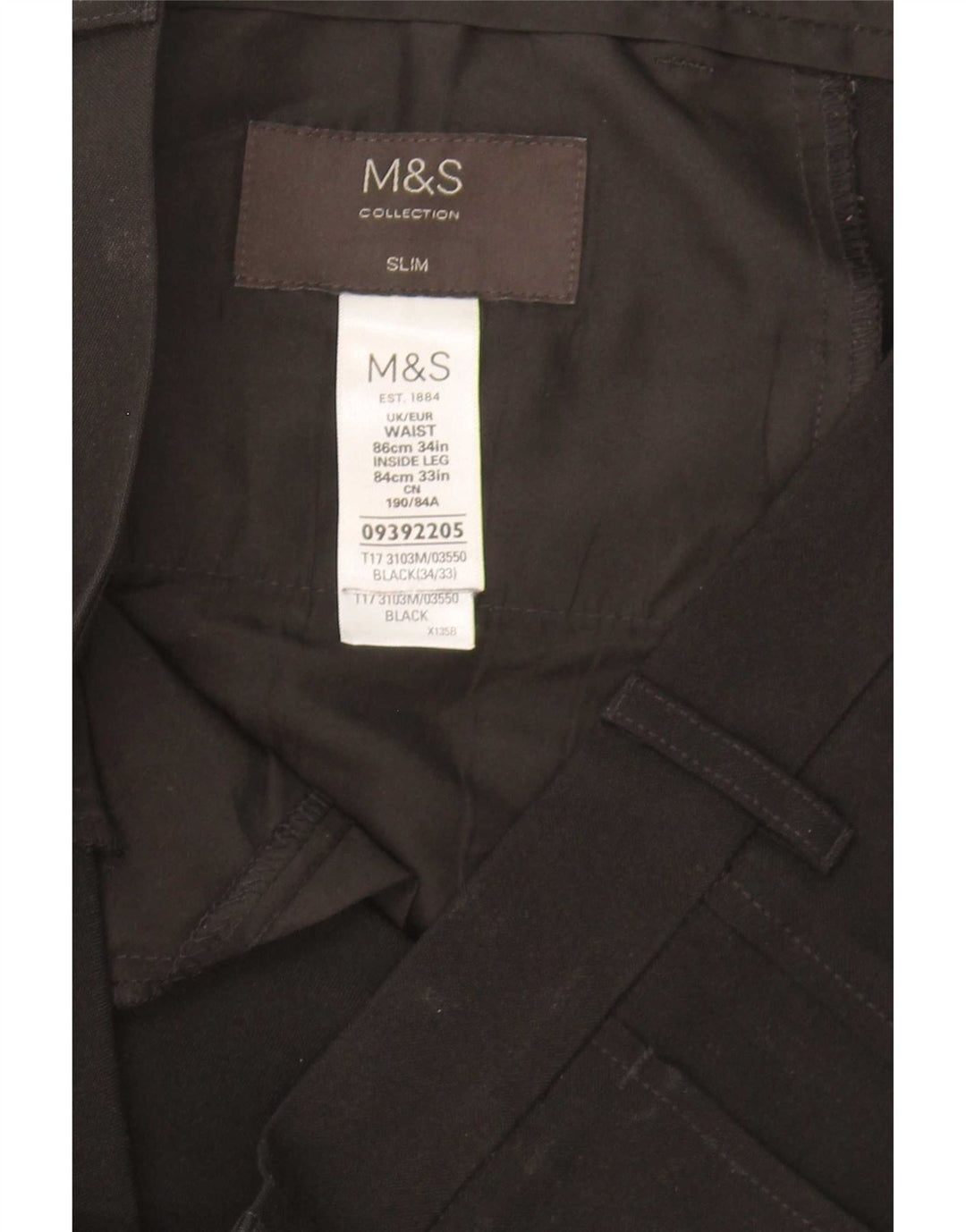 Męskie spodnie Chino Marks & Spencer W34 L33 Czarny poliester