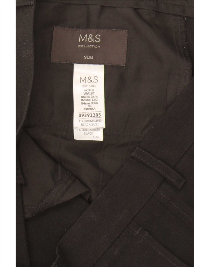 Męskie spodnie Chino Marks & Spencer W34 L33 Czarny poliester