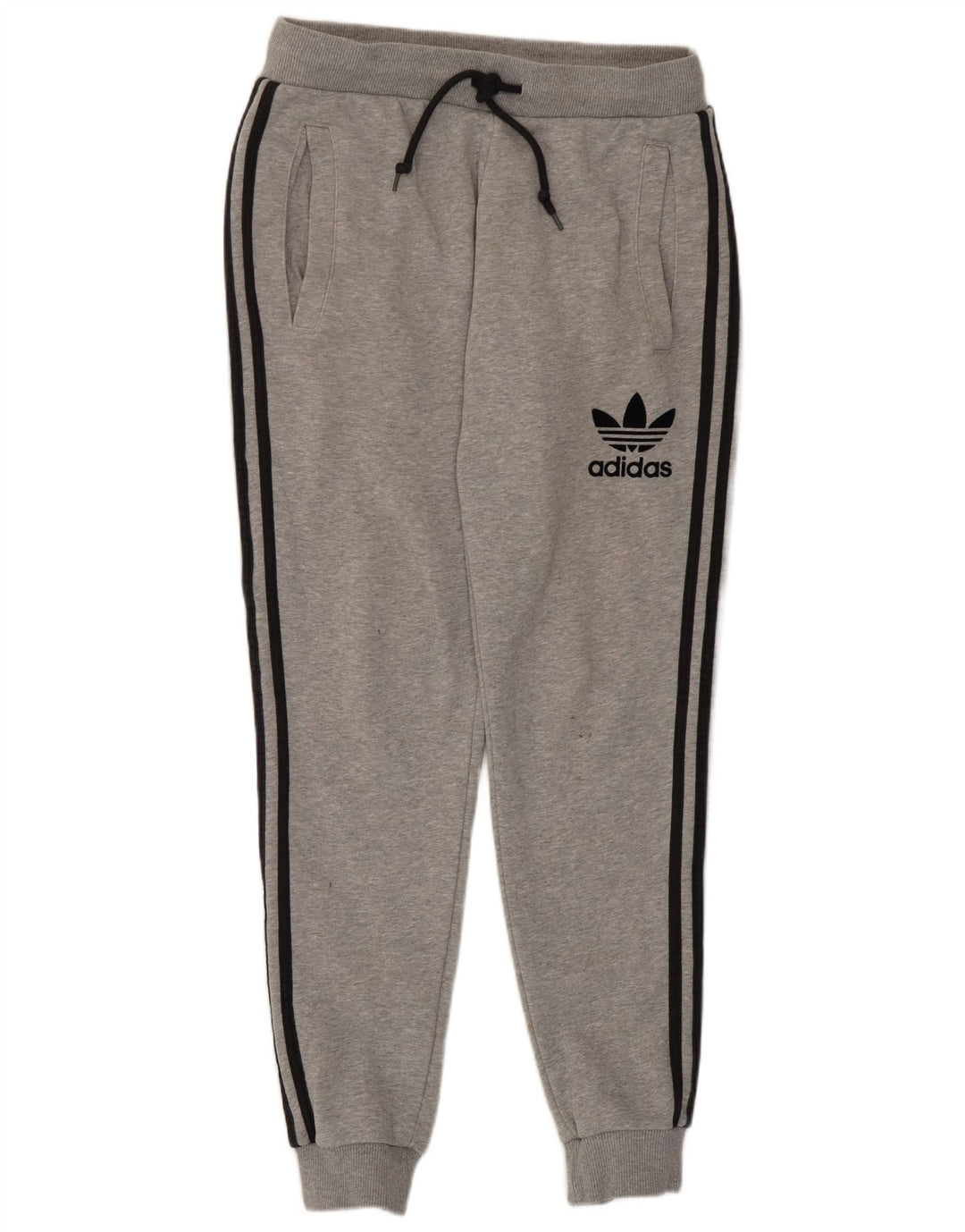 Męskie spodnie dresowe Adidas z grafiką, średnioszare, bawełniane