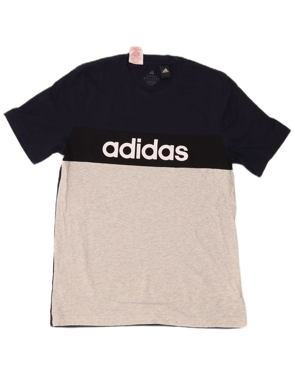 Chłopięca koszulka z grafiką Adidas Top 13-14 lat, granatowa, bawełniana z blokami kolorów