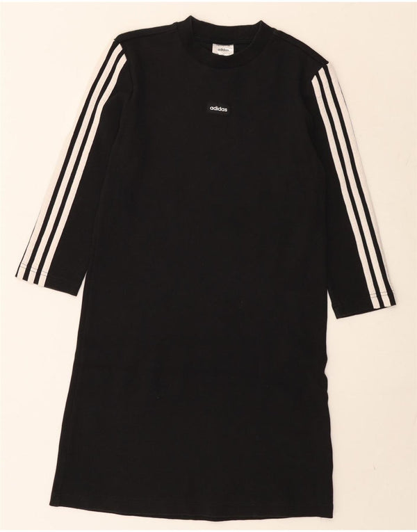 Adidas Damska Sukienka T-Shirtowa z Rękawem 3/4 UK 8/10 Mała Czarna Bawełniana