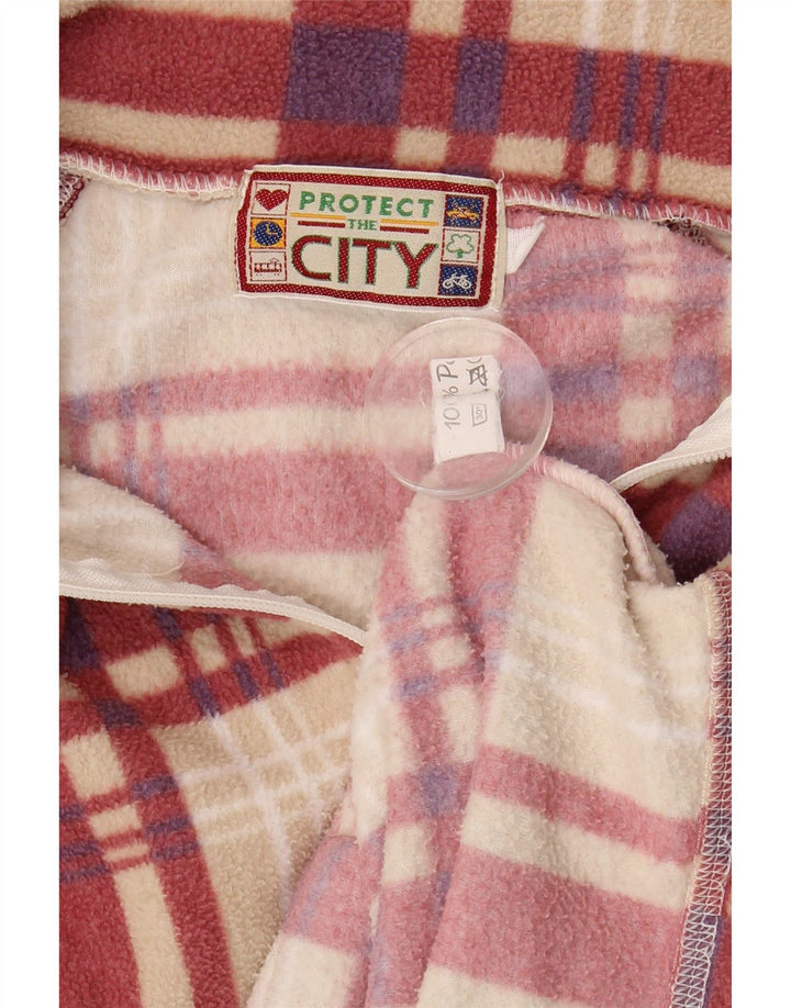 Damska kurtka polarowa w stylu vintage z grafiką UK 18 XL, beżowa, poliestrowa w kratę