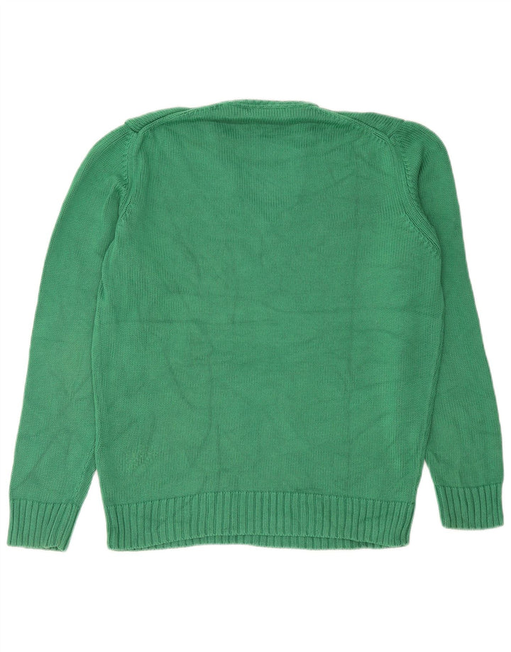 Męski sweter Zara z dekoltem w kształcie litery V, duży, zielony, bawełniany