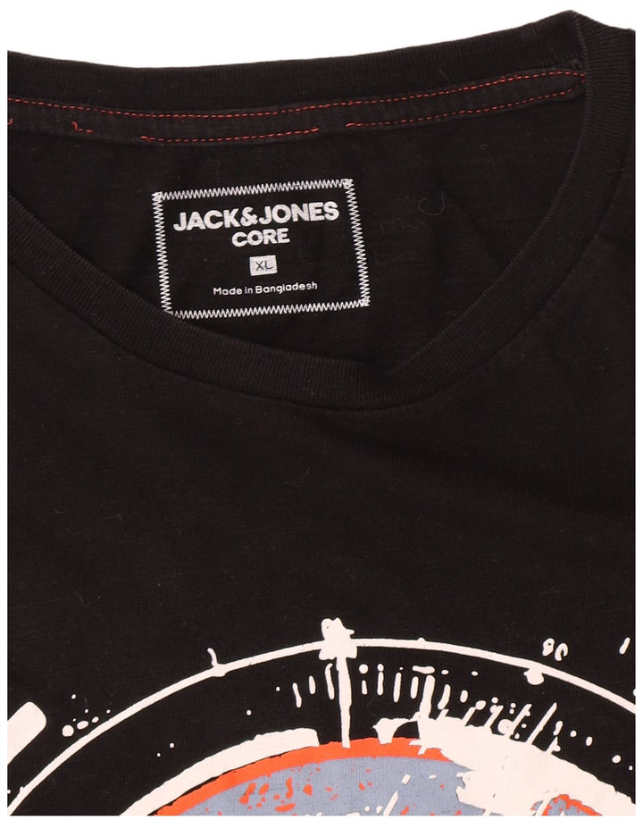 Męski T-shirt z grafiką Jack & Jones, XL, czarny