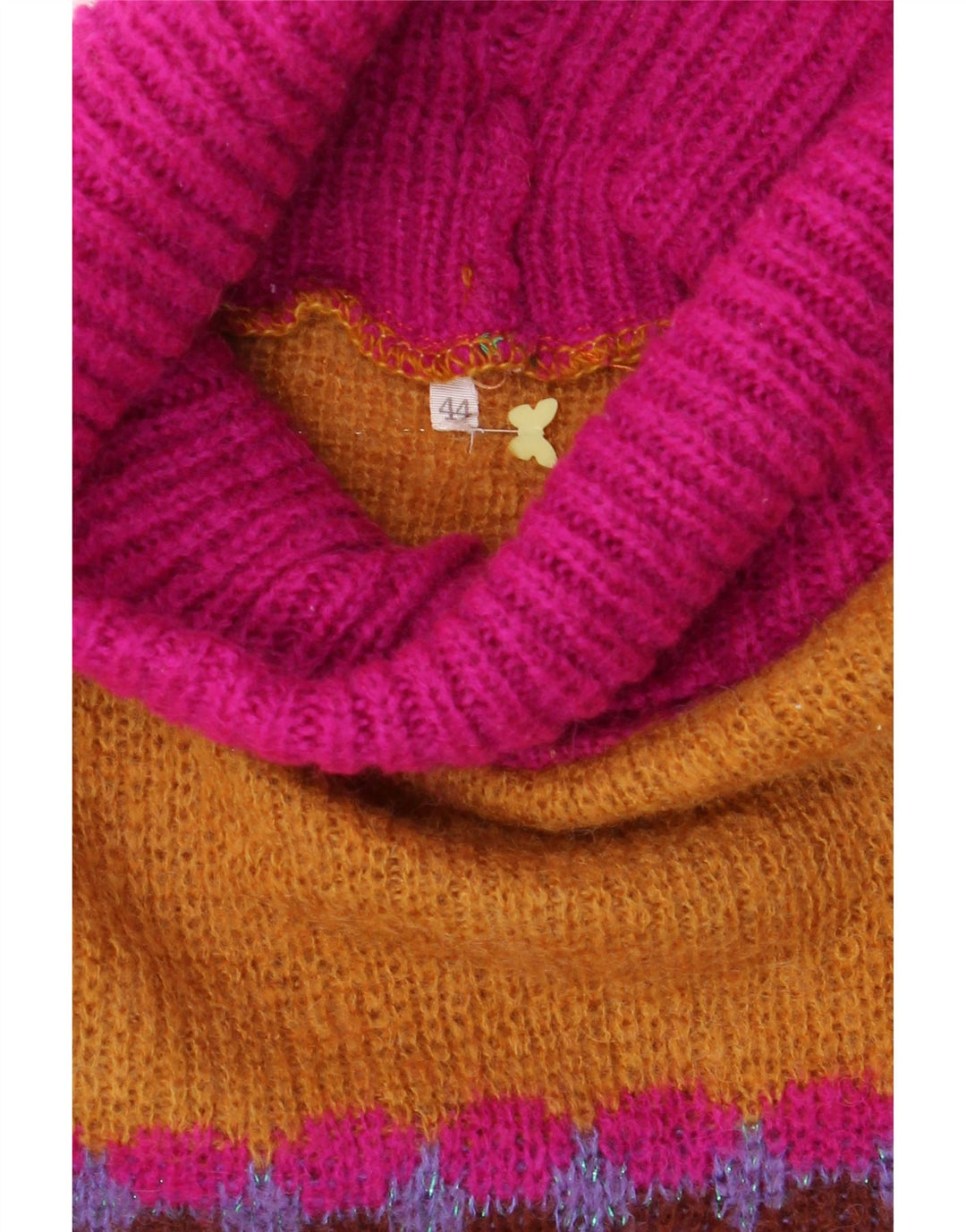 VINTAGE Womens Roll Neck Jumper Sweater IT 44 Medium Multicoloured Vintage Vintage and Second-Hand Vintage from Messina Hembry 