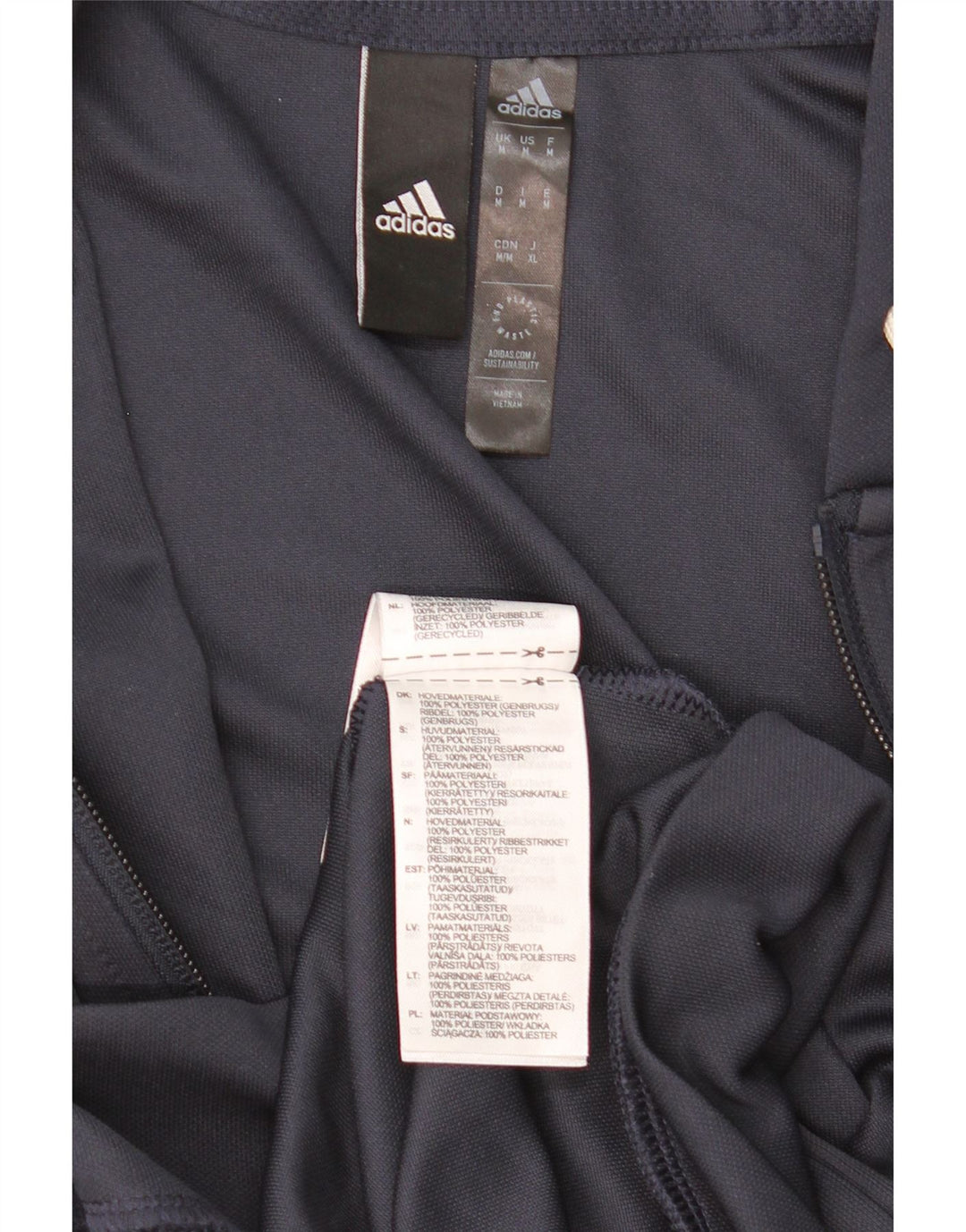 Męski sweter z kapturem i zamkiem błyskawicznym ADIDAS Aeroready, średni granatowy poliester