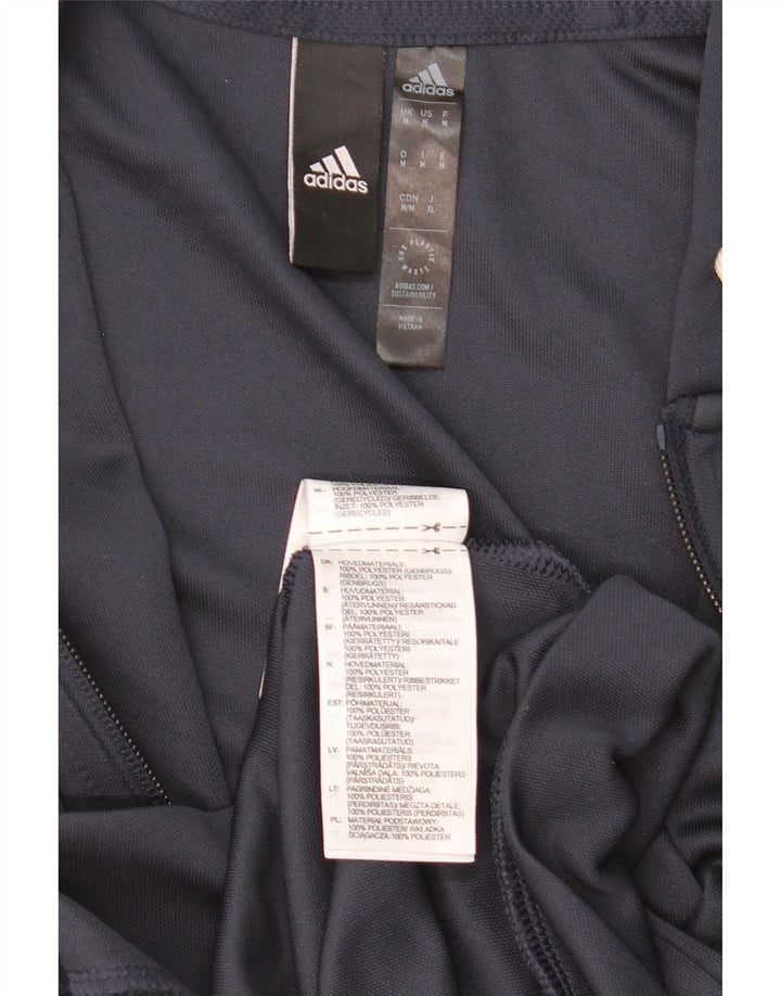 Męski sweter z kapturem i zamkiem błyskawicznym ADIDAS Aeroready, średni granatowy poliester