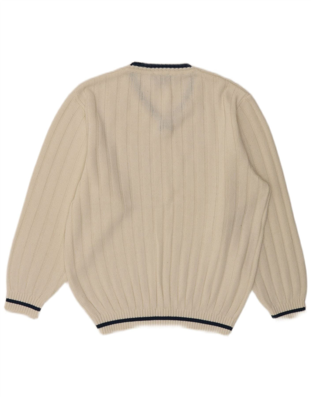 Męski sweter VINTAGE z dekoltem w szpic UK 40/42 Średni biały poliakryl