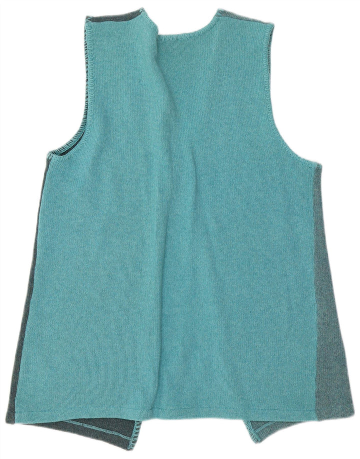 Sweter damski VINTAGE UK 14, duży turkusowy blok kolorów