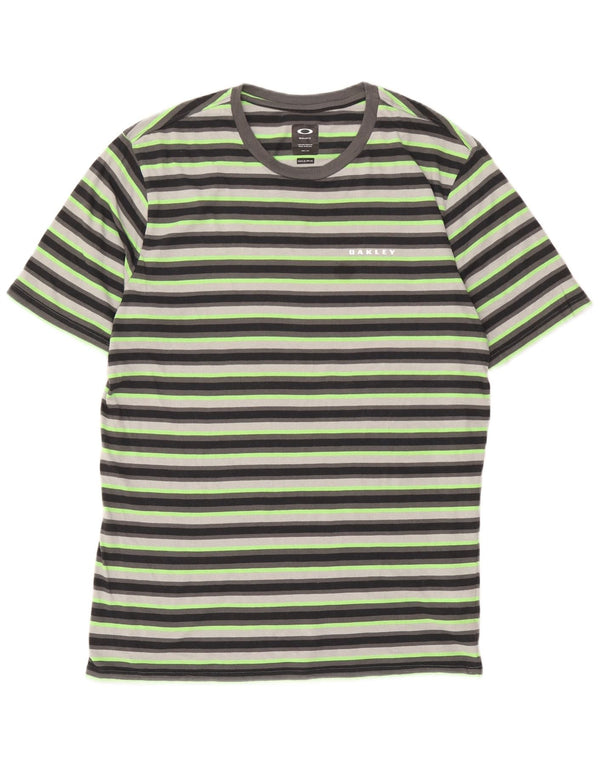Męski T-shirt Oakley o regularnym kroju, XL, bawełniany w zielone paski