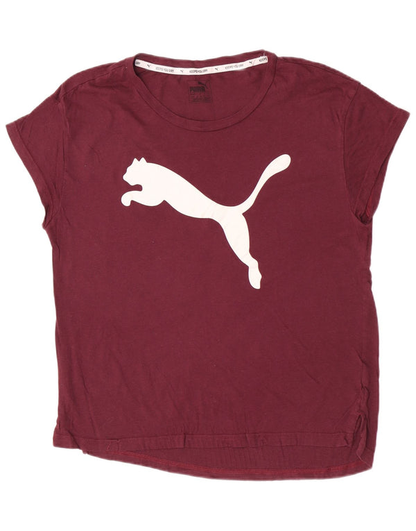 Damska koszulka z krótkim rękawem Puma Regular Graphic Top UK 12 Medium Burgundy