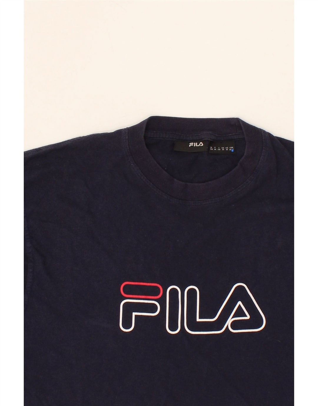 FILA Mens Graphic T-Shirt Top Medium Navy Blue Vintage Fila and Second-Hand Fila from Messina Hembry 