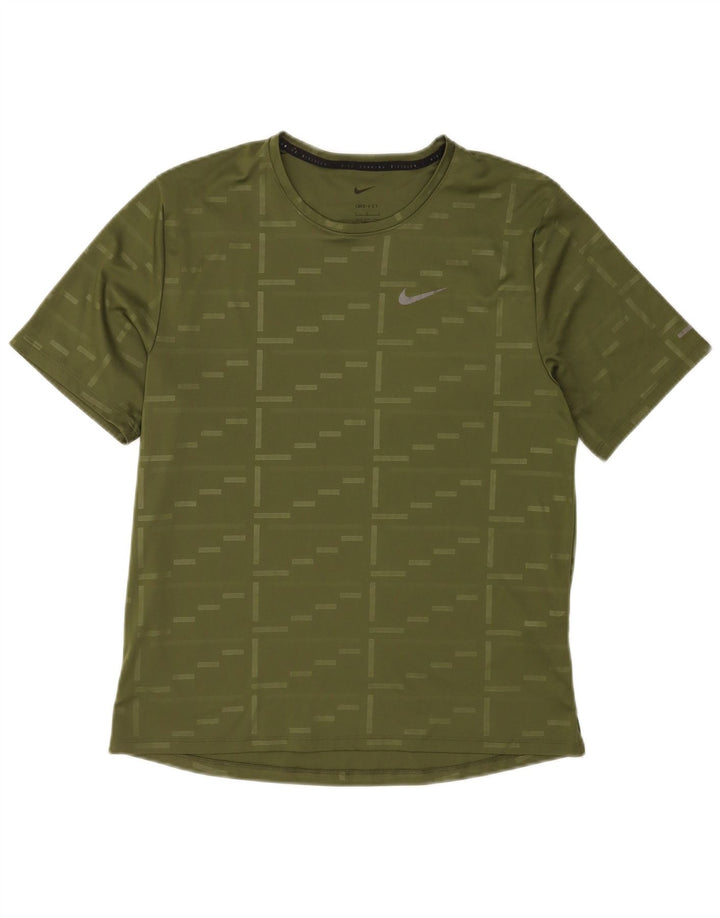 Męski T-shirt Nike Dri Fit, duży, zielony, geometryczny poliester