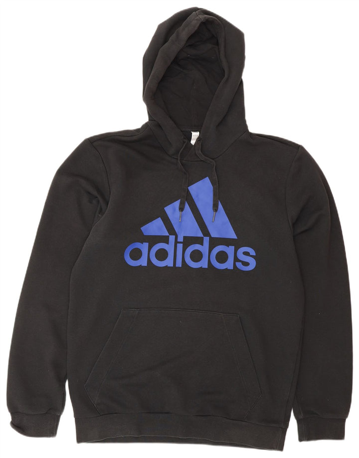 Męski sweter z kapturem ADIDAS z grafiką, UK 40/42, średni czarny, bawełniany