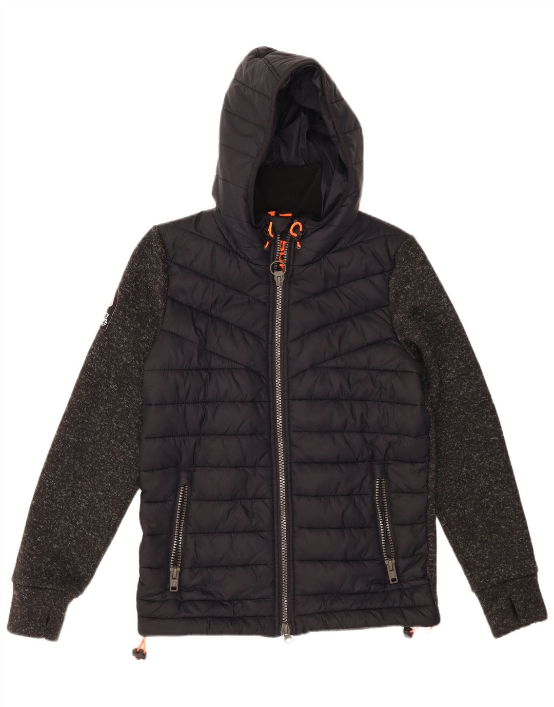 SUPERDRY Męska ocieplana kurtka z kapturem UK 38, nylon w kolorze średniej czerni