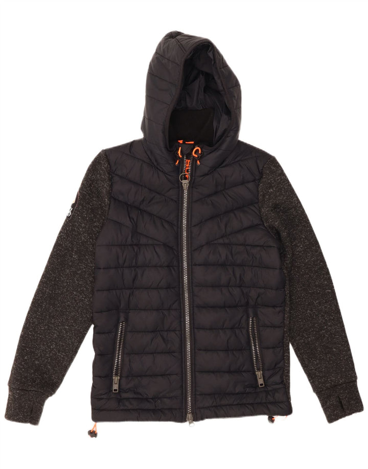 SUPERDRY Męska ocieplana kurtka z kapturem UK 38, nylon w kolorze średniej czerni