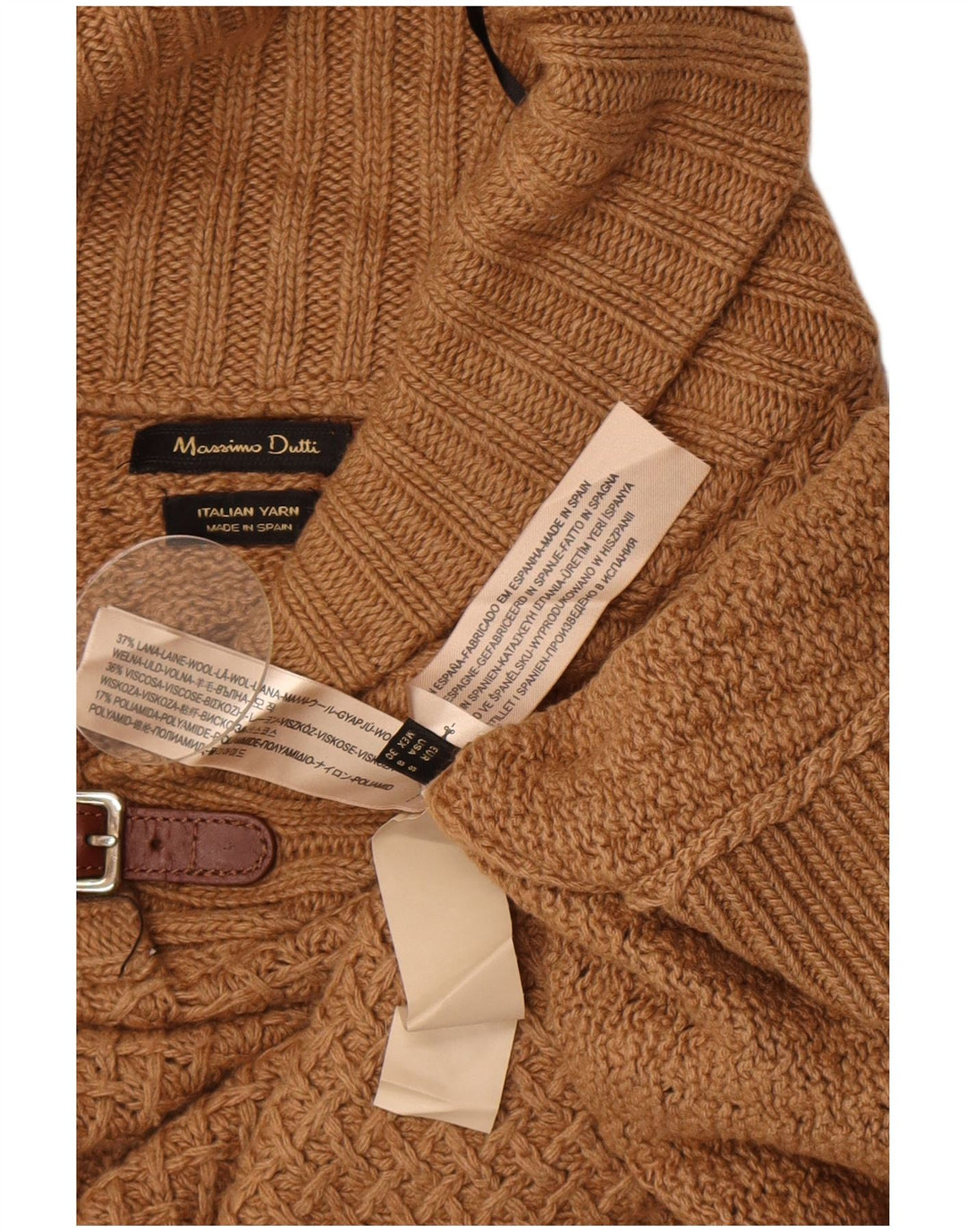 Damski sweter ponczo Massimo Dutti US 8, średniobrązowy, wełniany