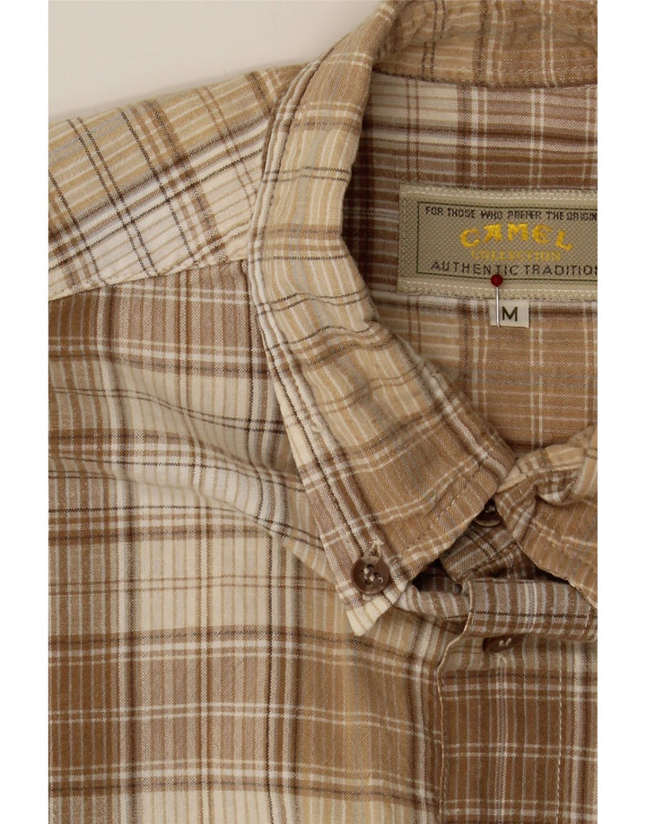 CAMEL ACTIVE Mens Short Sleeve Shirt Medium Beige Check Cotton Vintage Camel Active and Second-Hand Camel Active from Messina Hembry 