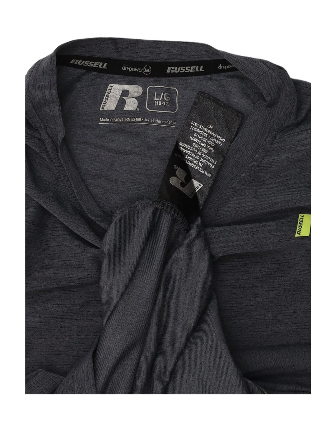 RUSSELL ATHLETIC Boys Top Long Sleeve 10-11 Years Large Grey Polyester