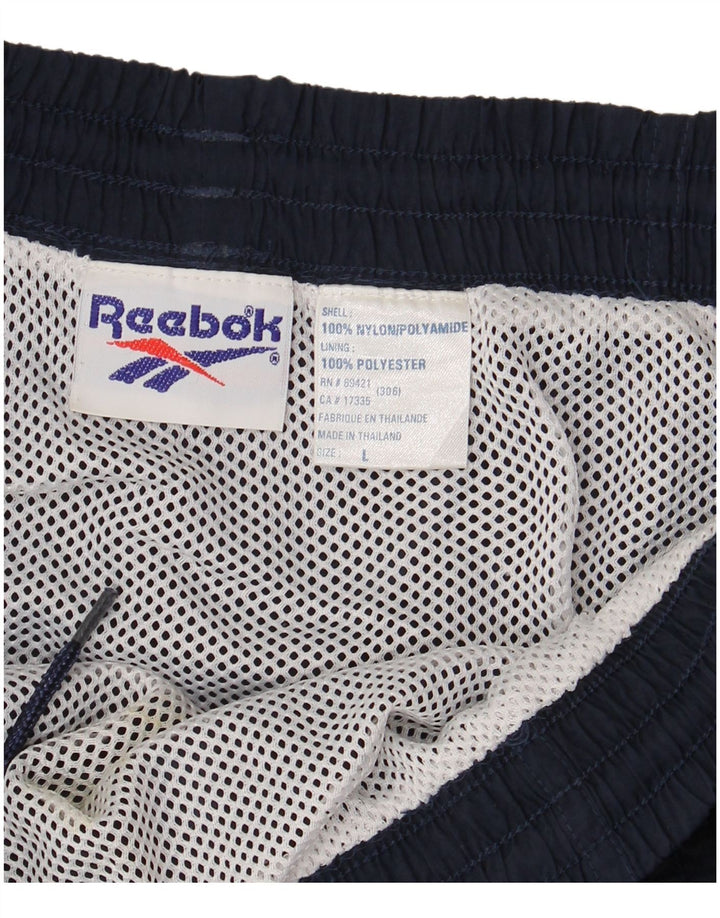 Męskie spodenki kąpielowe REEBOK z grafiką, duże, granatowe, nylonowe
