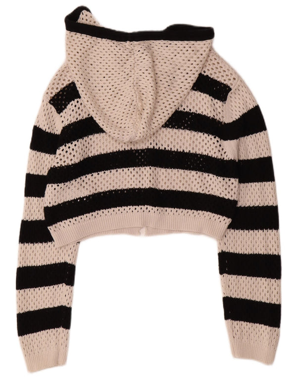 Damski sweter rozpinany z kapturem Zara UK 14, duże, białe, bawełniane paski