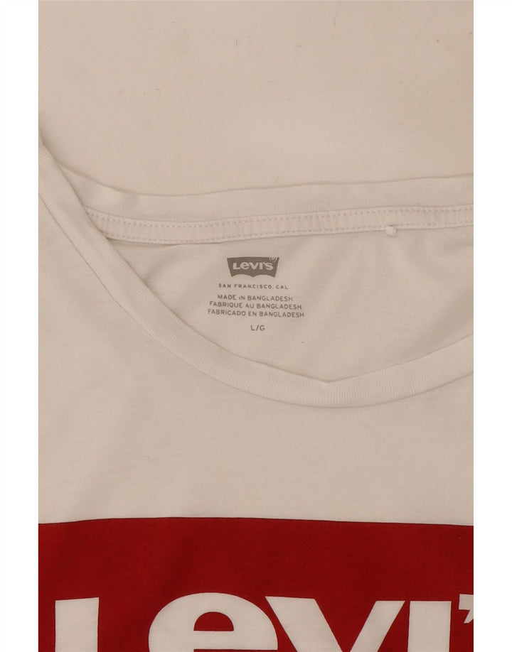 Damska koszulka z grafiką LEVI'S Top UK 16, duża, biała