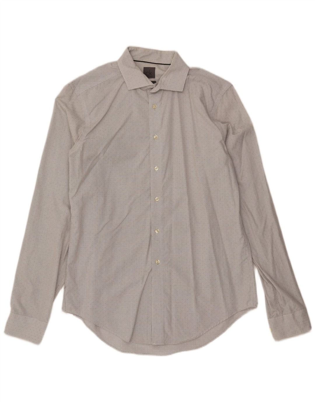 Męska koszula Calvin Klein o dopasowanym kroju, rozmiar 16, duża bawełniana kratka w kolorze złamanej bieli